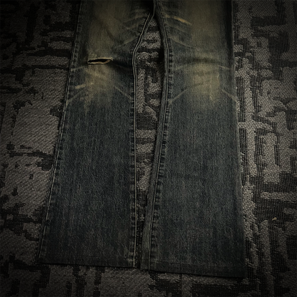 5351 Pour Les Hommes Mud Wash Distressed Flared Jeans