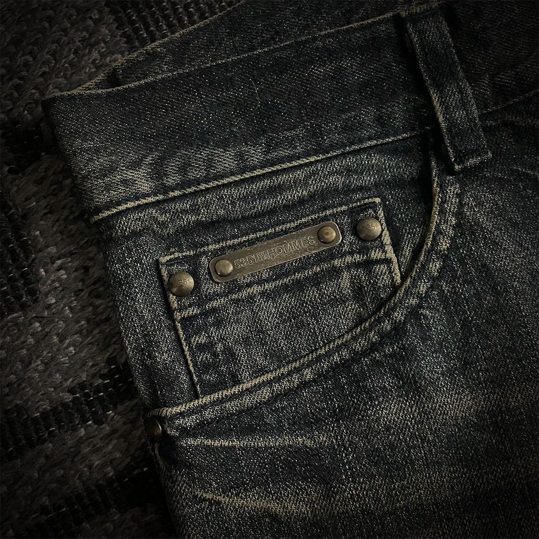 5351 Pour Les Hommes Mud Wash Distressed Flared Jeans