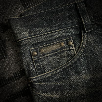 5351 Pour Les Hommes Mud Wash Distressed Flared Jeans