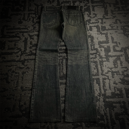 5351 Pour Les Hommes Mud Wash Distressed Flared Jeans