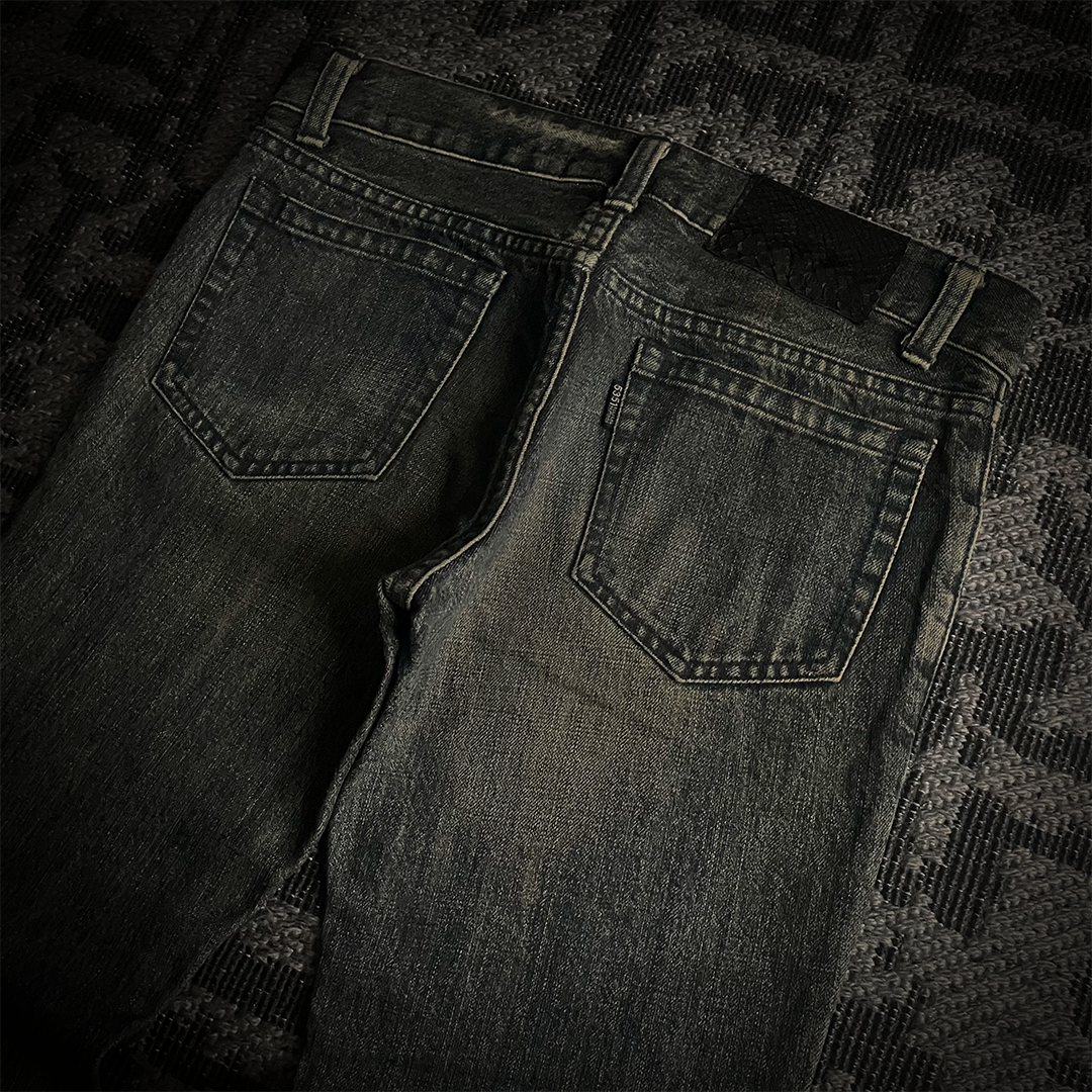 5351 Pour Les Hommes Mud Wash Distressed Flared Jeans