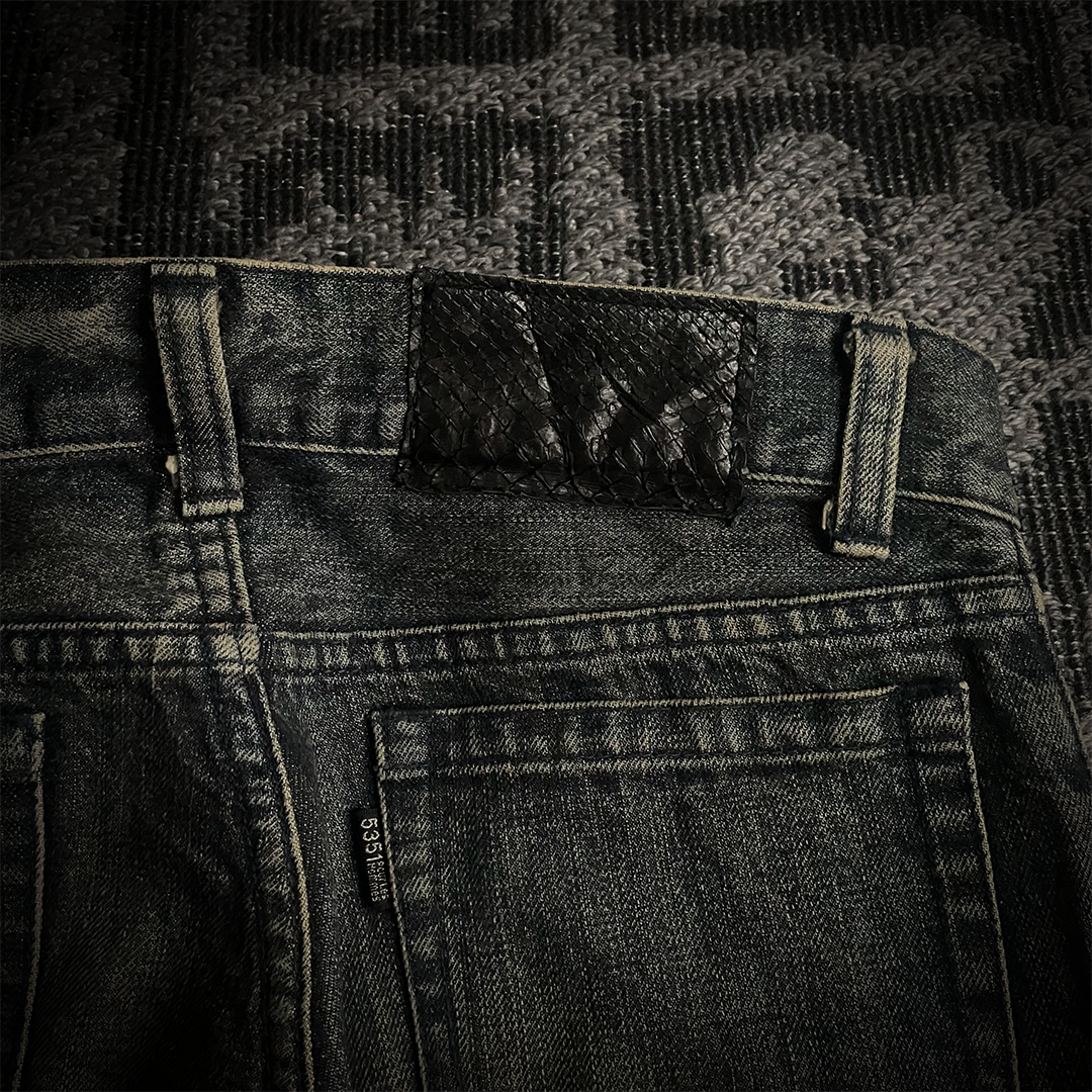 5351 Pour Les Hommes Mud Wash Distressed Flared Jeans