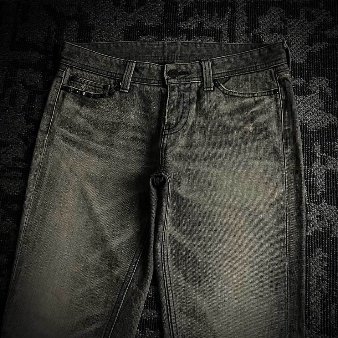 The Murder license Japan Distressed Gray Faded Flared Jeans