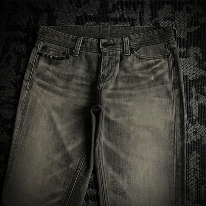 The Murder license Japan Distressed Gray Faded Flared Jeans