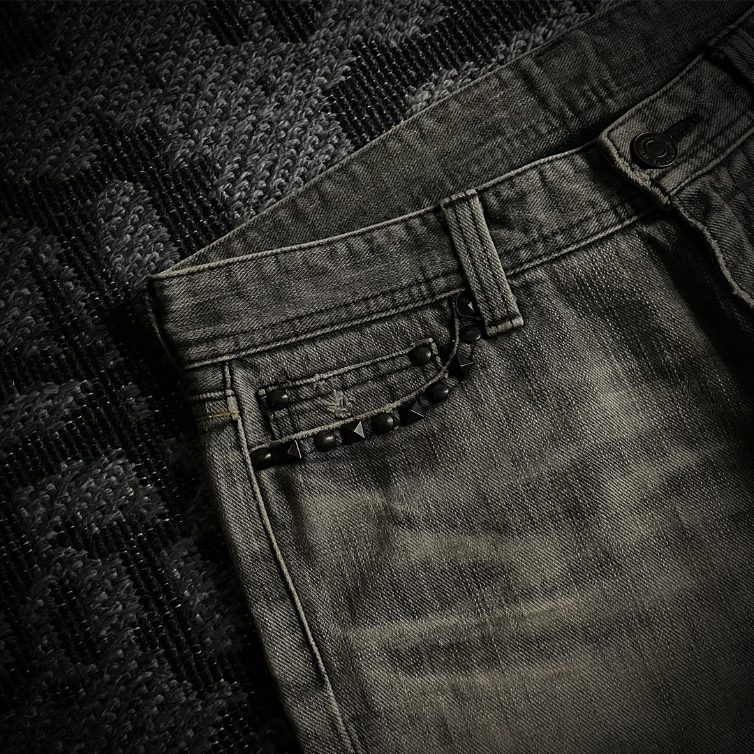 The Murder license Japan Distressed Gray Faded Flared Jeans