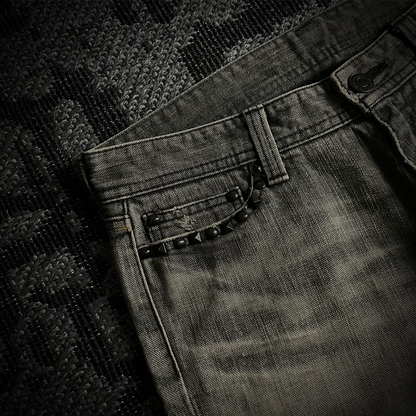 The Murder license Japan Distressed Gray Faded Flared Jeans