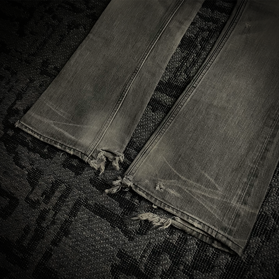 The Murder license Japan Distressed Gray Faded Flared Jeans