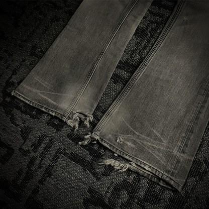 The Murder license Japan Distressed Gray Faded Flared Jeans
