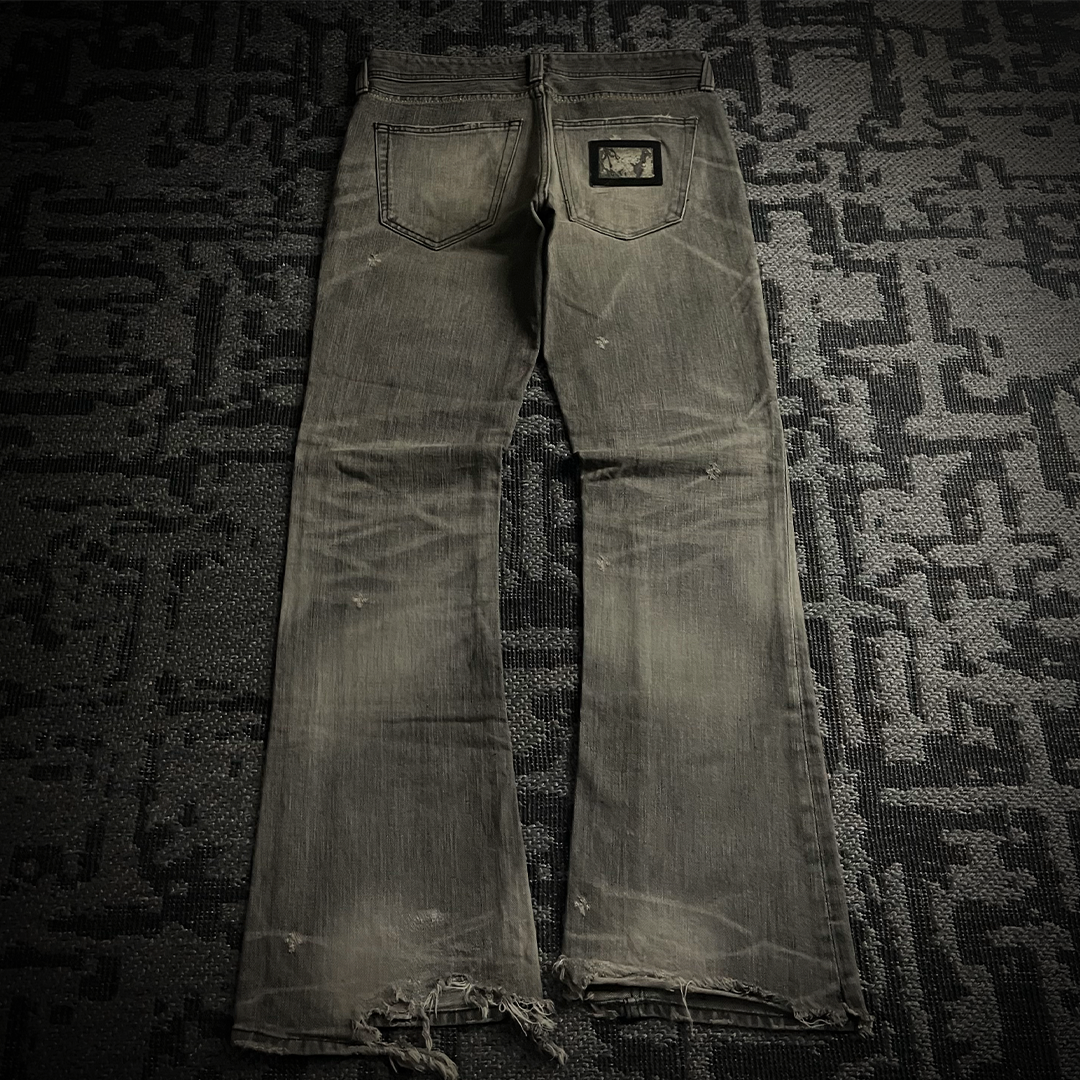 The Murder license Japan Distressed Gray Faded Flared Jeans