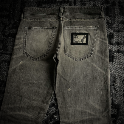 The Murder license Japan Distressed Gray Faded Flared Jeans