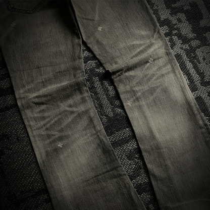 The Murder license Japan Distressed Gray Faded Flared Jeans