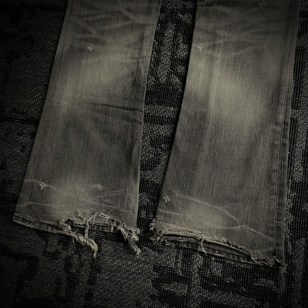 The Murder license Japan Distressed Gray Faded Flared Jeans