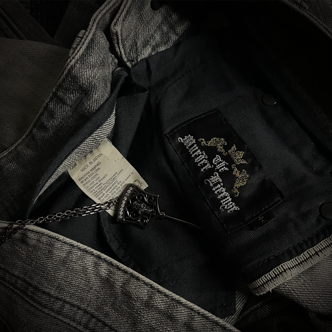 The Murder license Japan Distressed Gray Faded Flared Jeans