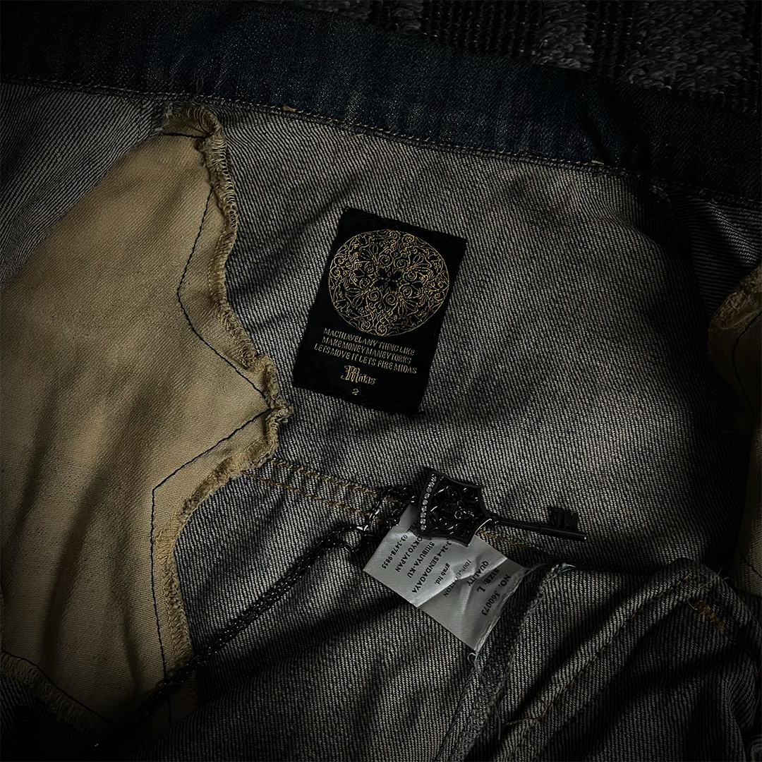 Midas Camo Patched Distressed Denim Jacket