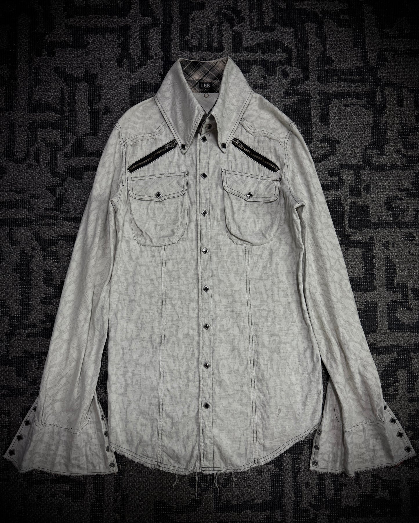 LGB Tonal Leopard Jacquard Flare Shirt