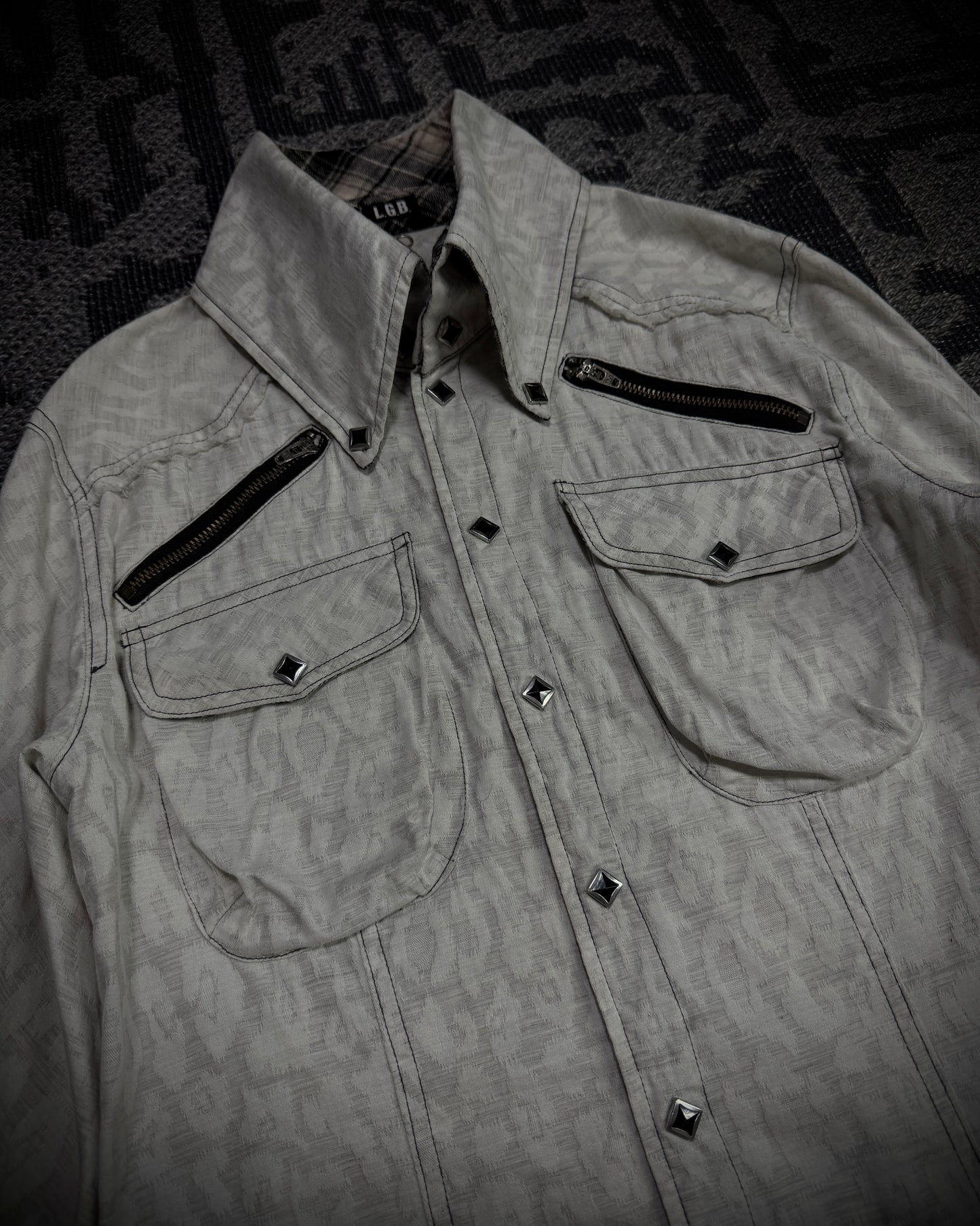 LGB Tonal Leopard Jacquard Flare Shirt