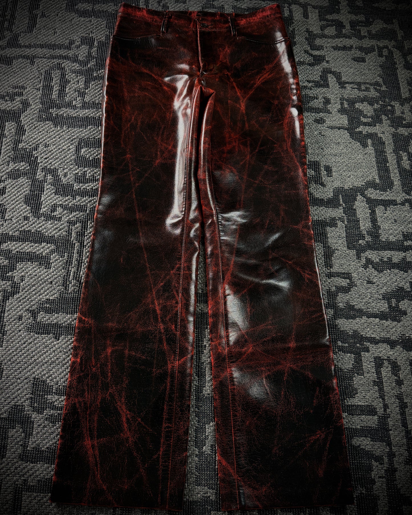 Adam et Rope Red Cracked Glossy PVC Pants