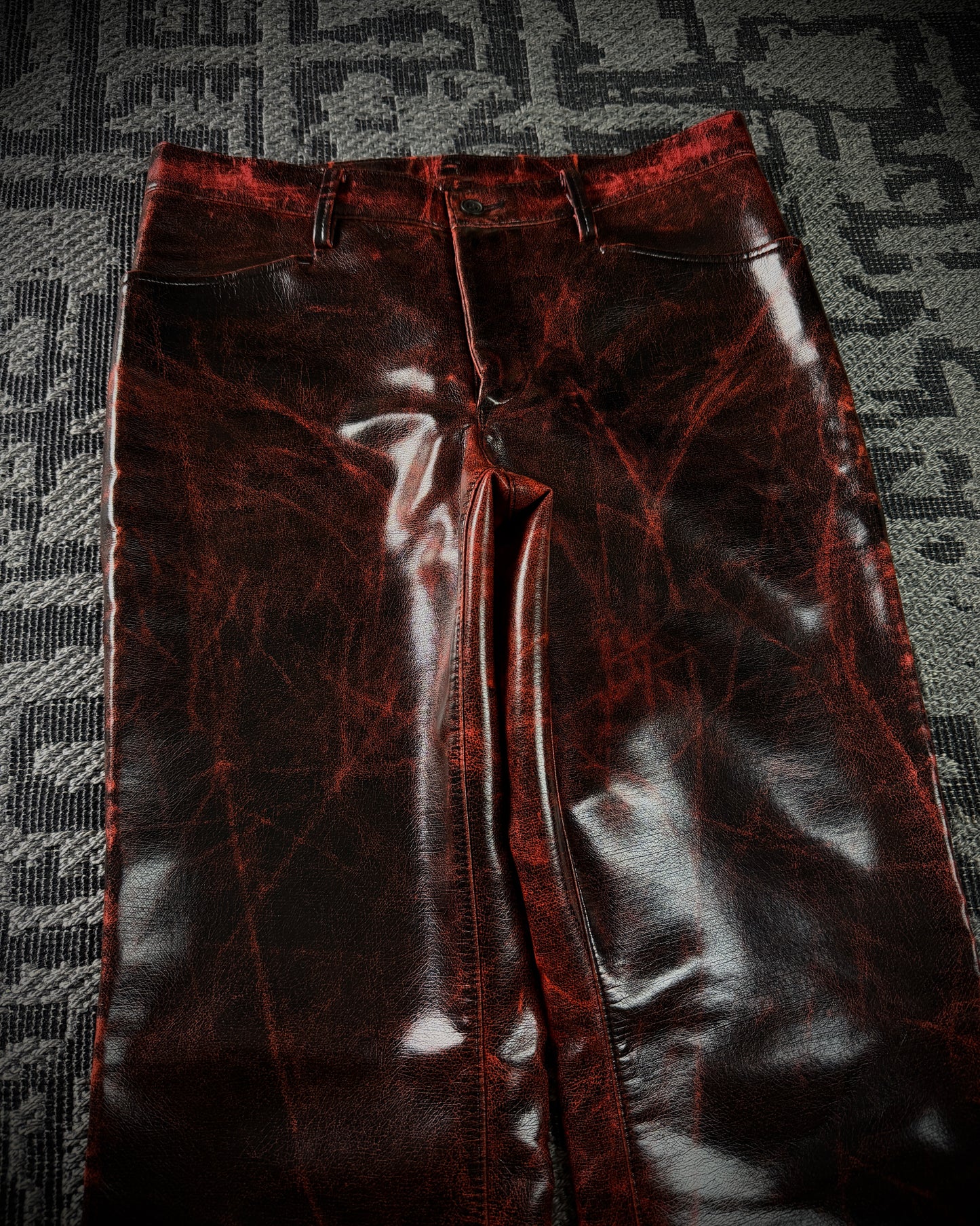 Adam et Rope Red Cracked Glossy PVC Pants