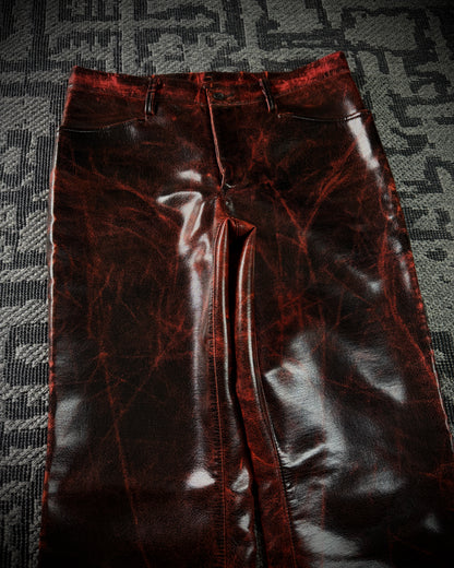 Adam et Rope Red Cracked Glossy PVC Pants