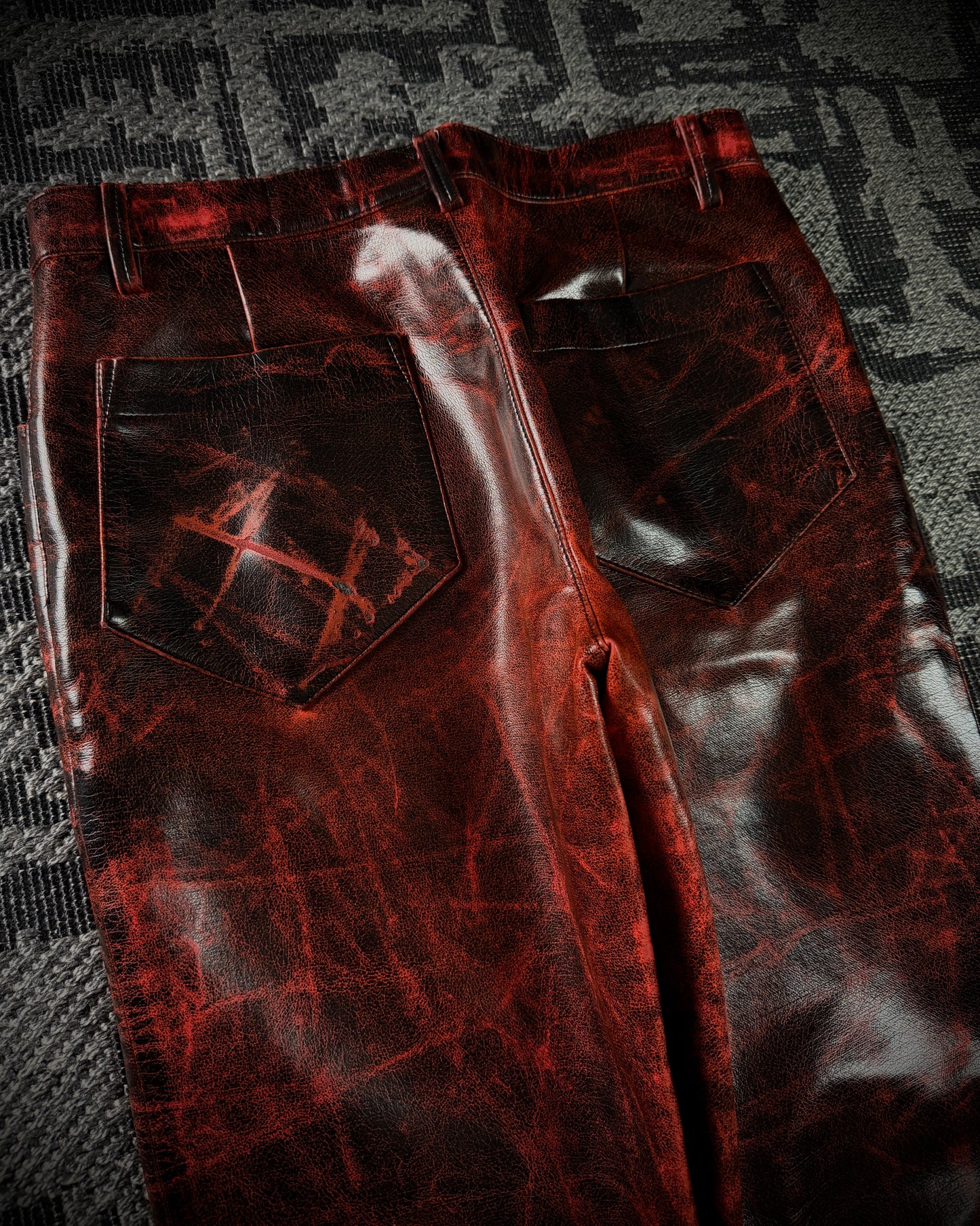 Adam et Rope Red Cracked Glossy PVC Pants