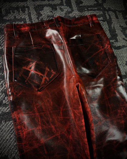 Adam et Rope Red Cracked Glossy PVC Pants