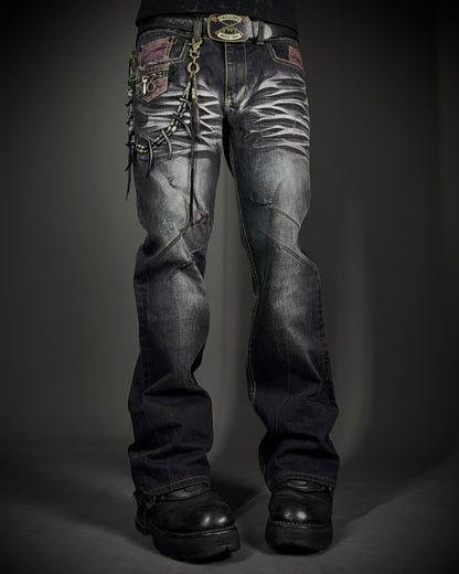 Premium Vintage Whiskered Multi Zip Bootcut Denim