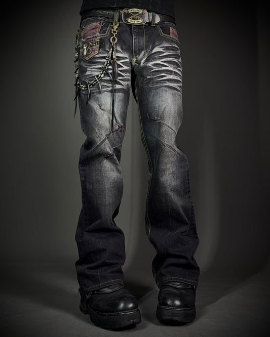 Premium Vintage Whiskered Multi Zip Bootcut Denim
