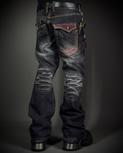 Premium Vintage Whiskered Multi Zip Bootcut Denim