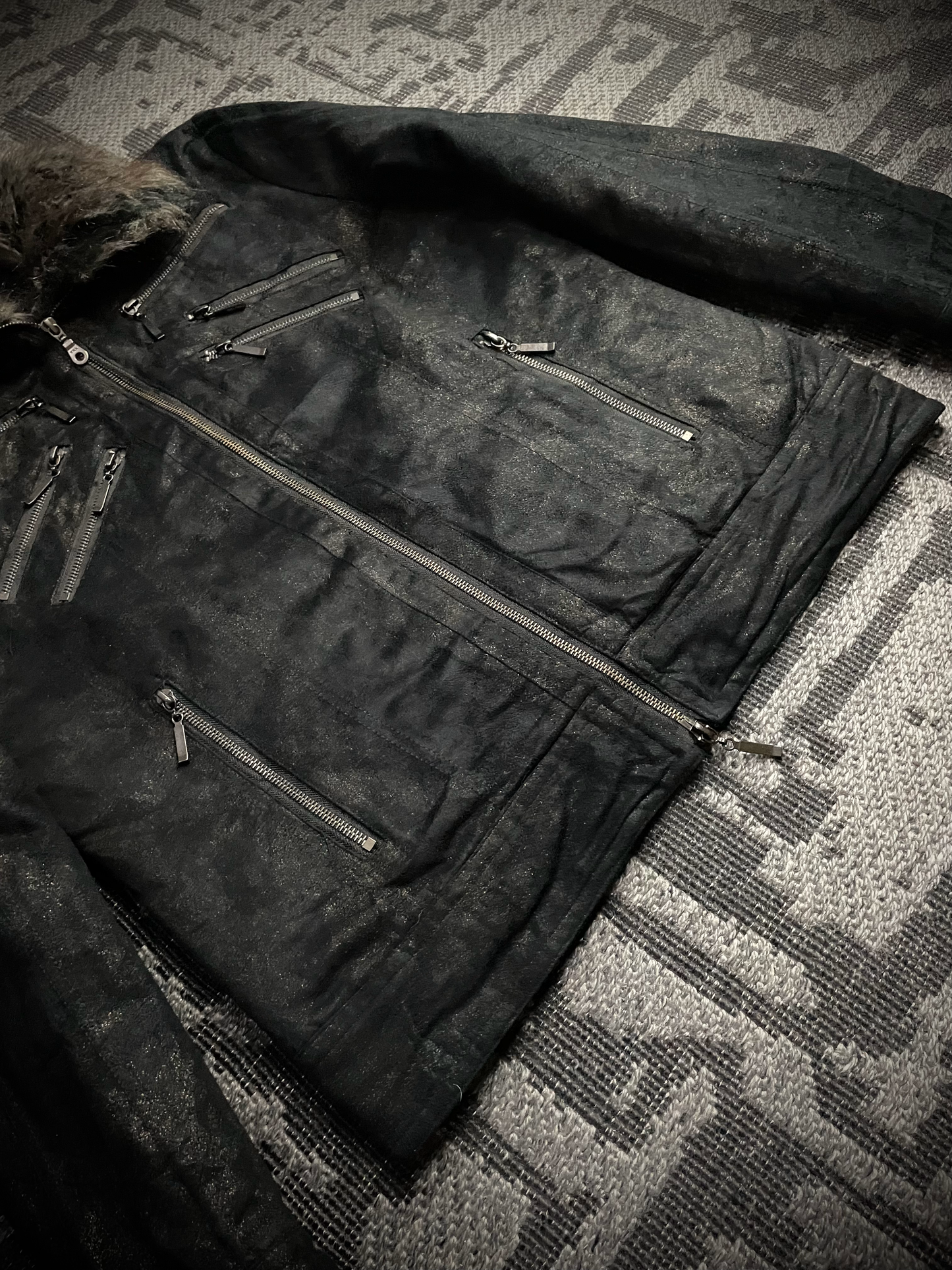 In the attic Black Gold Fur Jacket