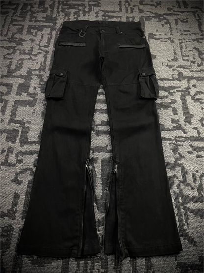 Midas Cargo Black Multi Zip Destroy Pants