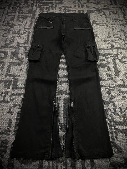 Midas Cargo Black Multi Zip Destroy Pants