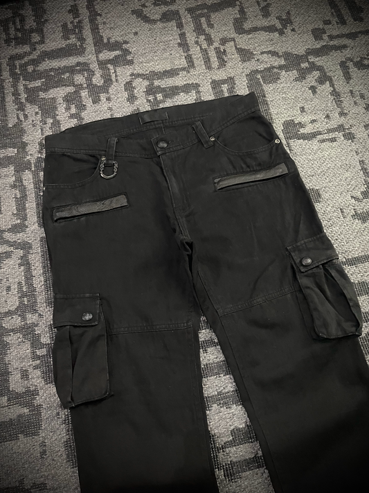 Midas Cargo Black Multi Zip Destroy Pants