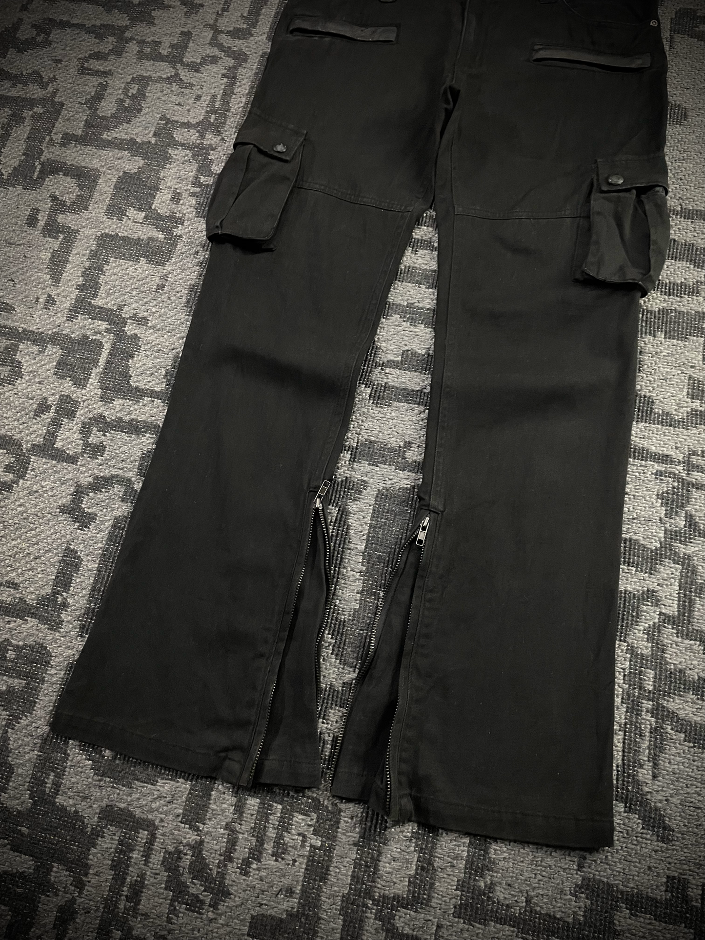 Midas Cargo Black Multi Zip Destroy Pants