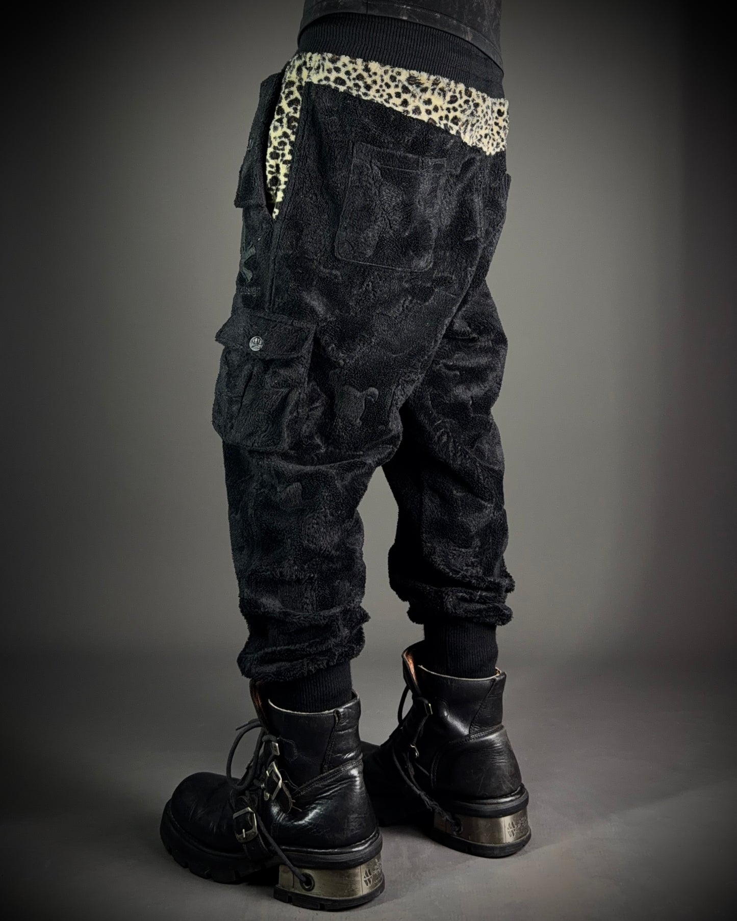 Roen × Semantic Design Skull Faux Fur Cargo Jogger Pants