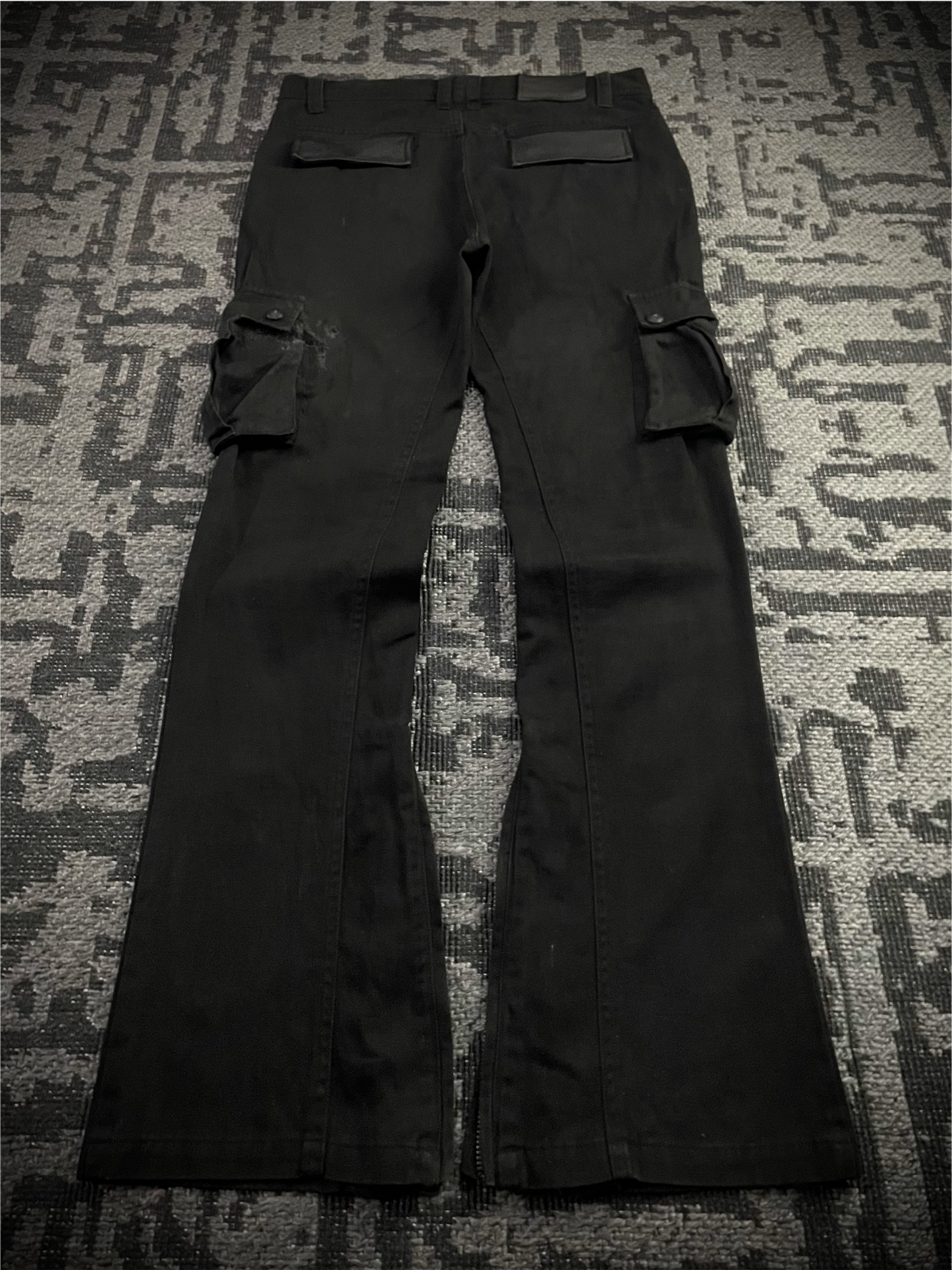 Midas Cargo Black Multi Zip Destroy Pants
