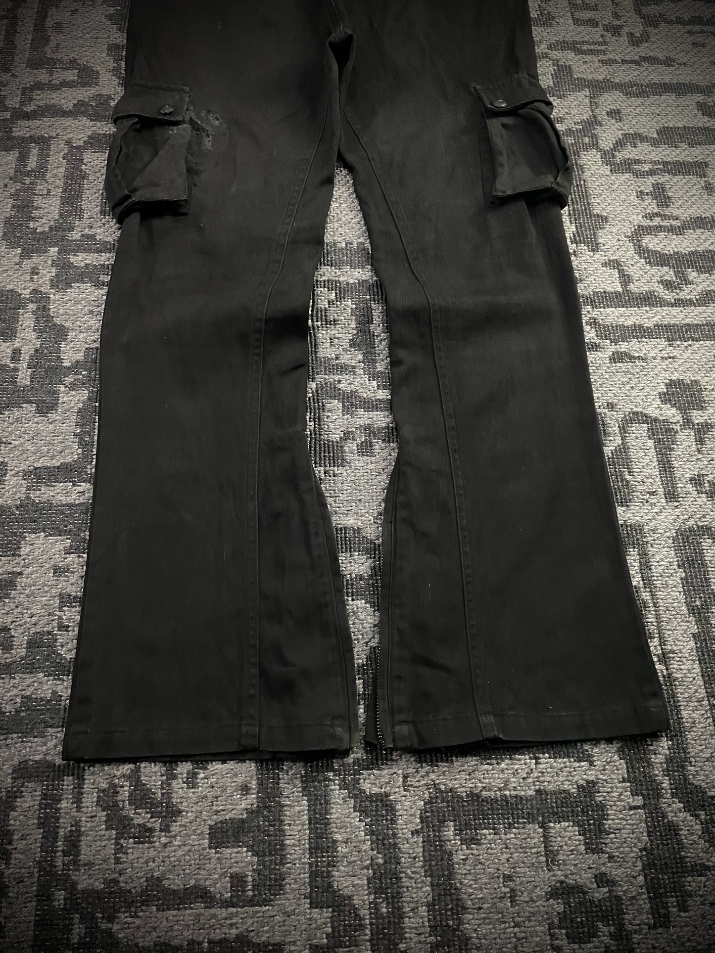 Midas Cargo Black Multi Zip Destroy Pants