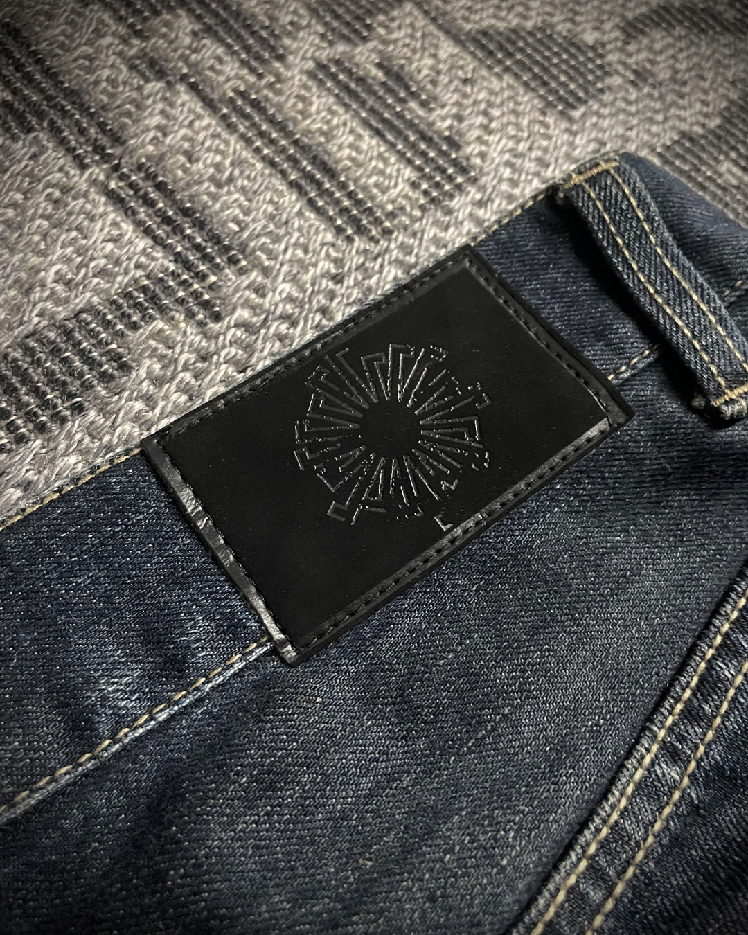 Tornado Mart Whiskered Blue black curve leg Boot Cut Jeans