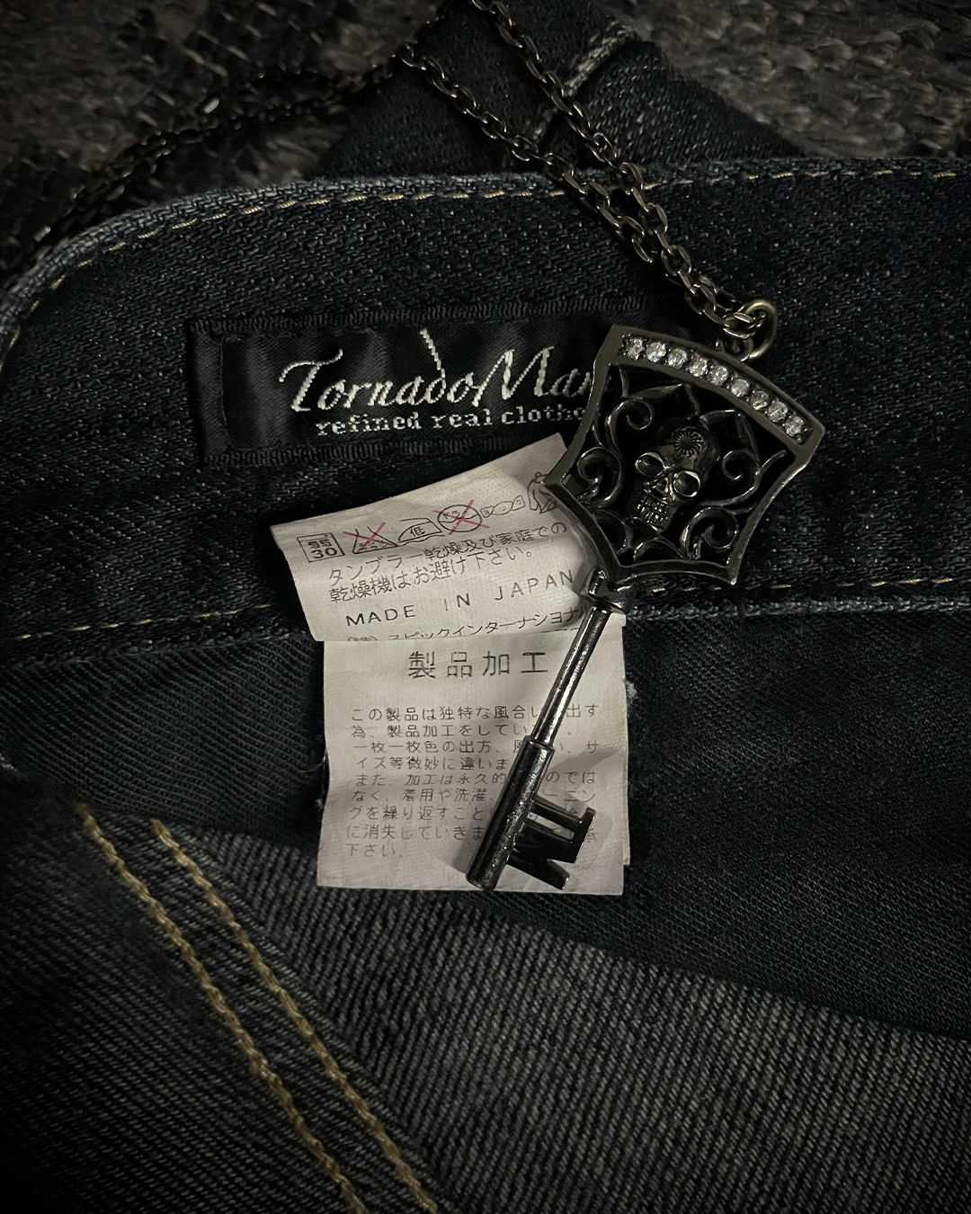 Tornado Mart Whiskered Blue black curve leg Boot Cut Jeans