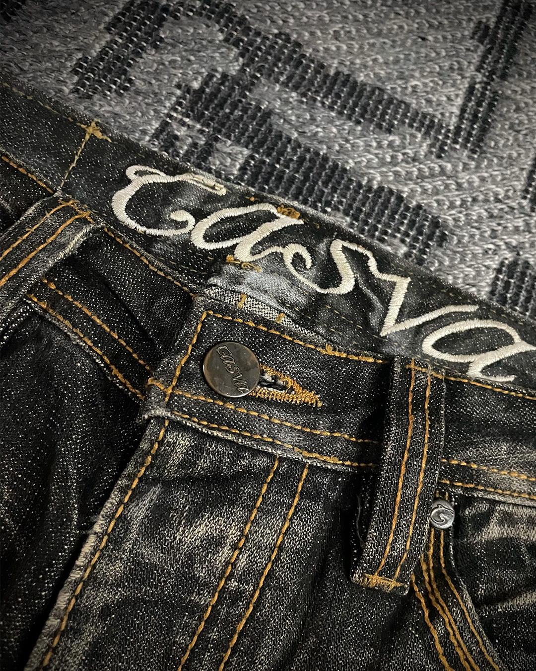Casva Distressed Honeycomb Flared Denim