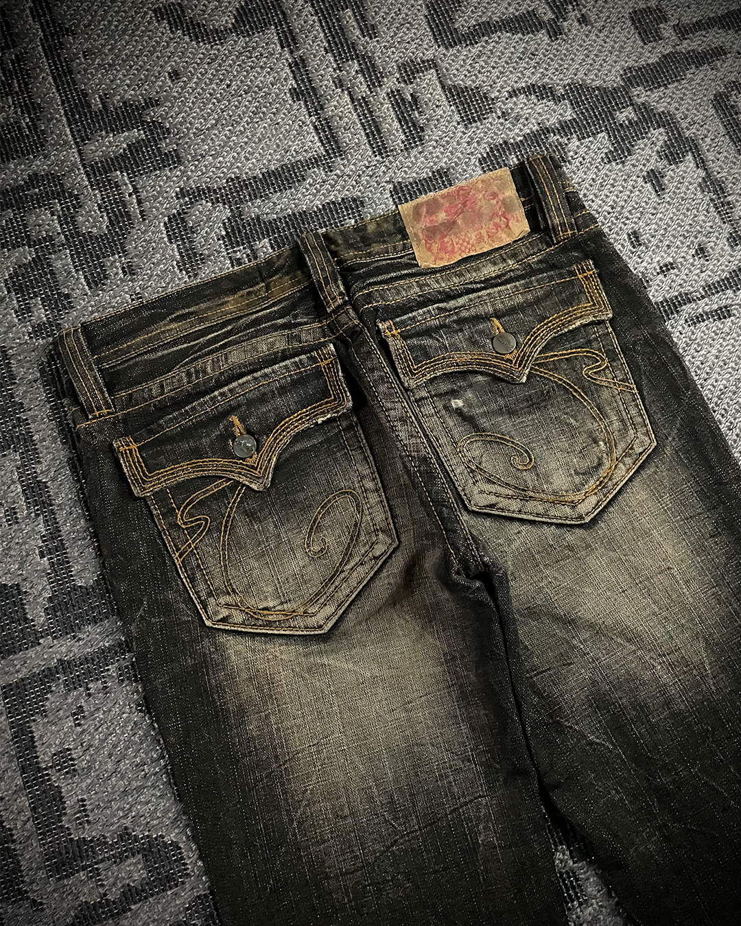 Casva Distressed Honeycomb Flared Denim