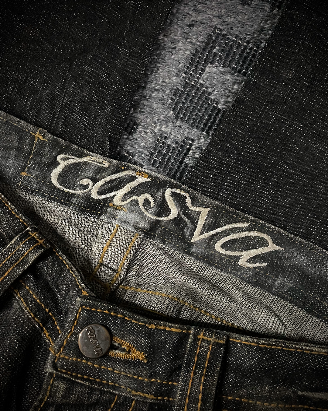 Casva Distressed Honeycomb Flared Denim