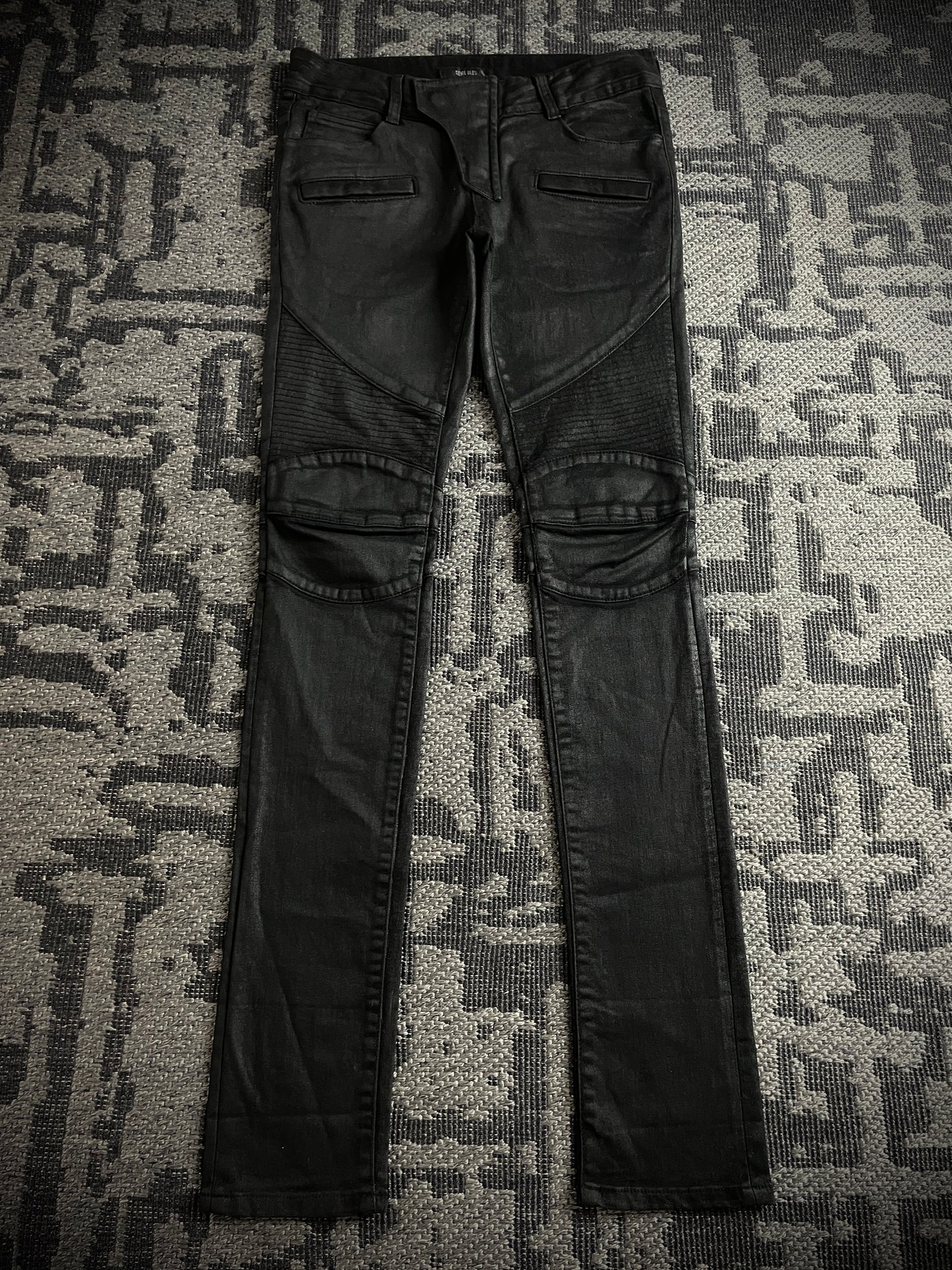 GENIE BLEU Waxed Biker Jeans