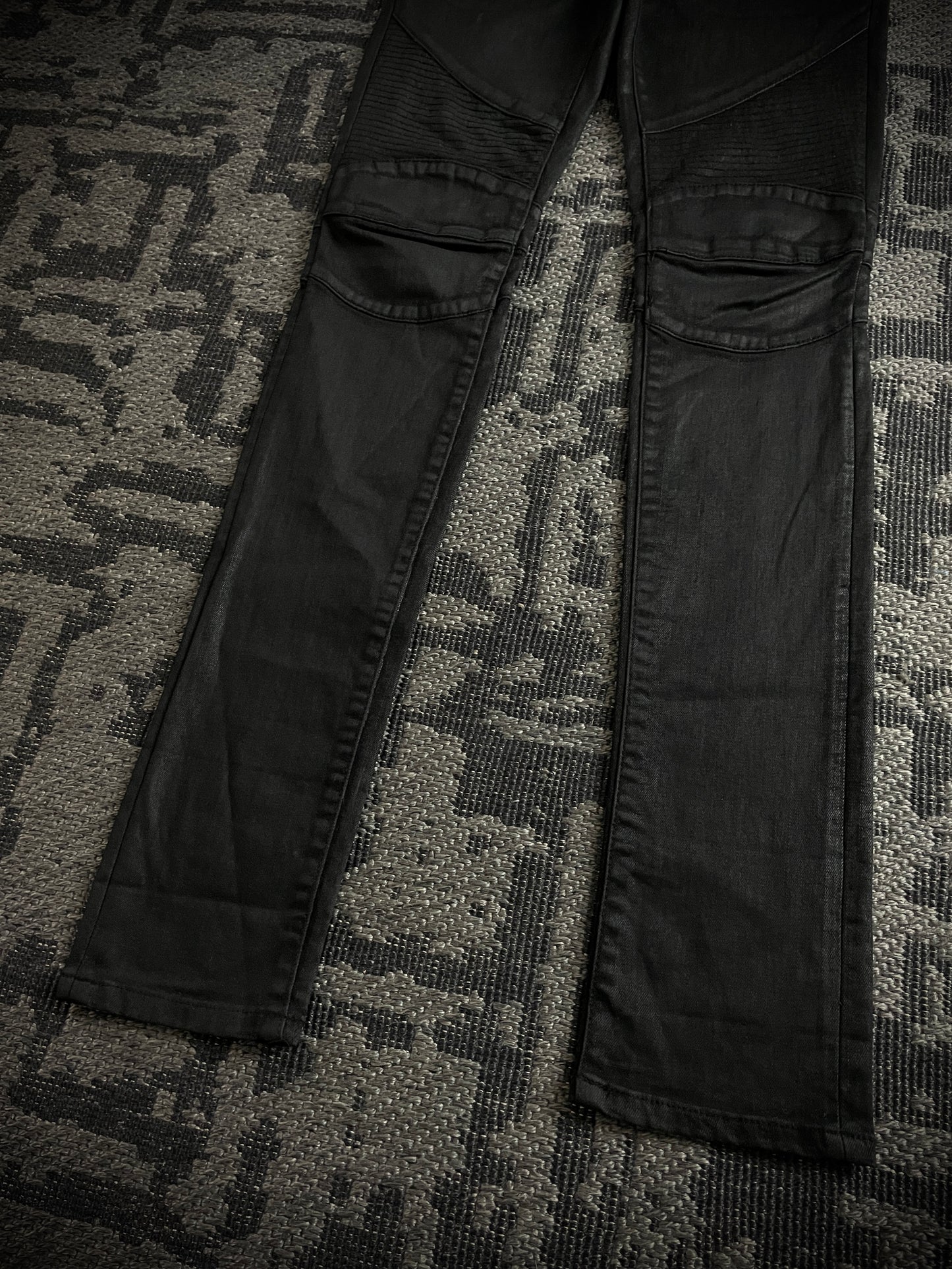 GENIE BLEU Waxed Biker Jeans