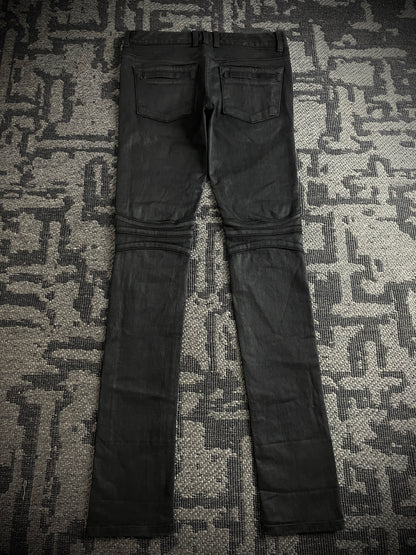 GENIE BLEU Waxed Biker Jeans