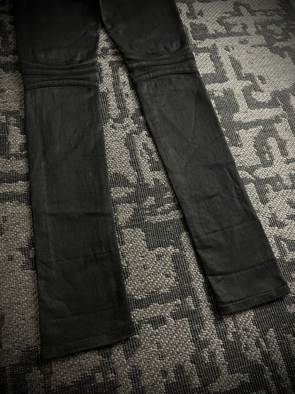 GENIE BLEU Waxed Biker Jeans