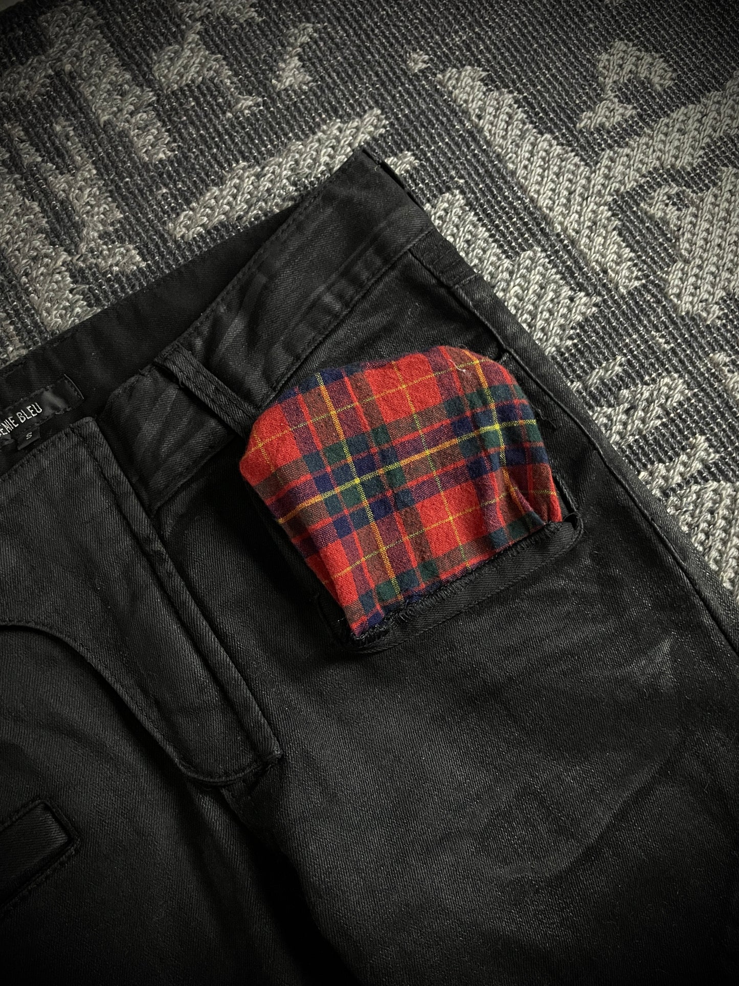 GENIE BLEU Waxed Biker Jeans