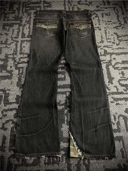 Root Three Camo Distressed bootcut Jeans