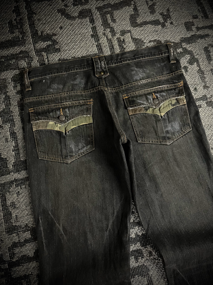 Root Three Camo Distressed bootcut Jeans