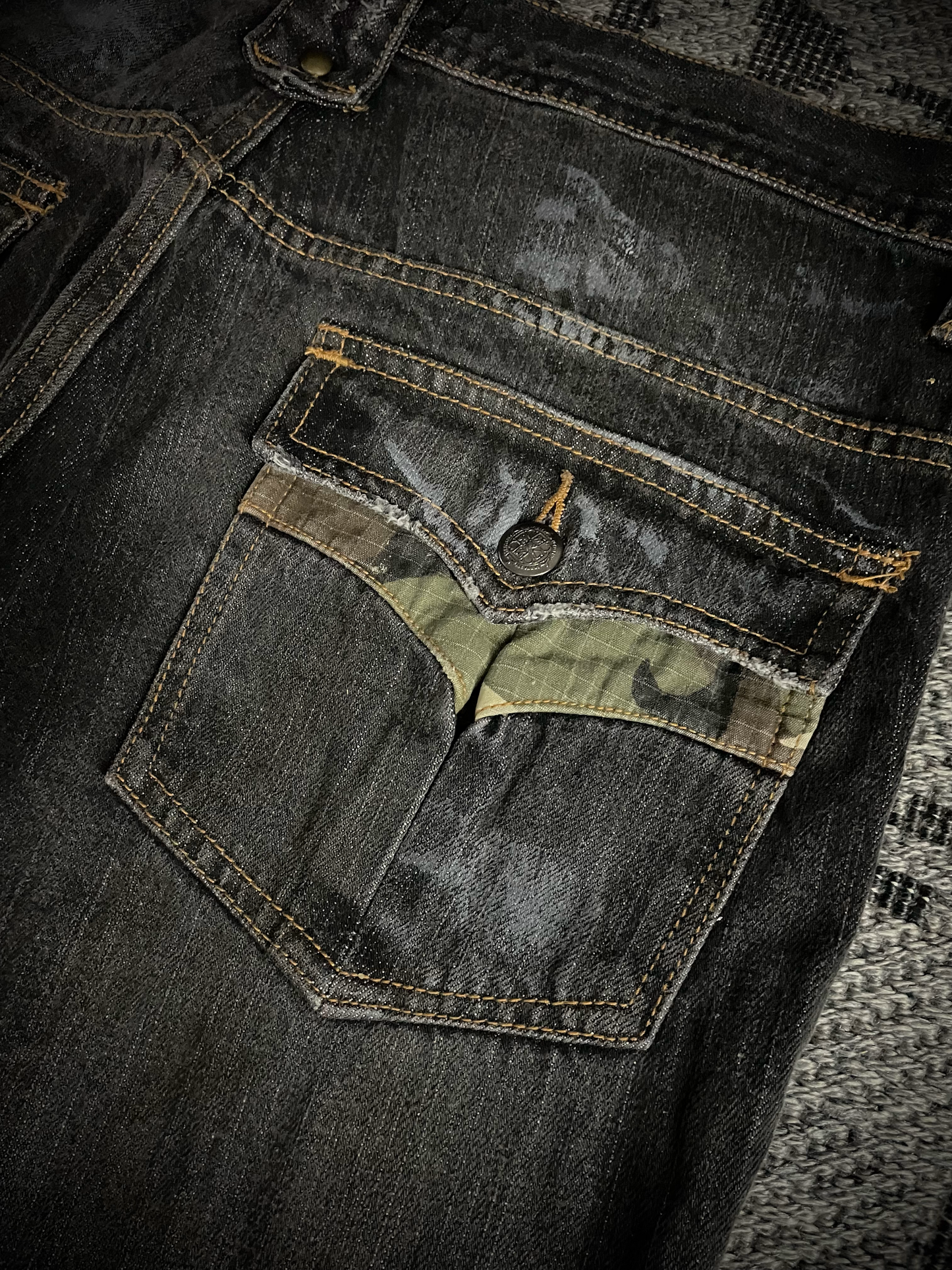 Root Three Camo Distressed bootcut Jeans