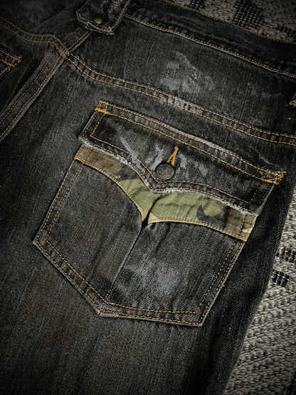 Root Three Camo Distressed bootcut Jeans